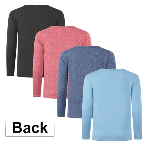4 Pack Boys Athletic Quick Dry Long Sleeve Shirts Kids Active T-Shirt Sports Clothes for Kids 6-16Years3