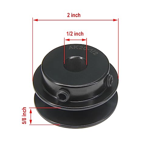 Zeberoxyz AK20 Stegscheiben mit Einzelrille, 2.0Außendurchmesser 1/2Bohrung Keilriemenscheibe aus Gusseisen für Keilriemen