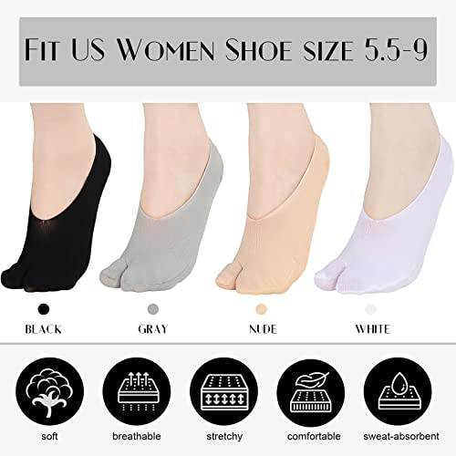 Bencailor 4 Pairs Women No-show Socks Low Cut Japanese Style 2 Toe Split Socks for Flip Flop Sandal4