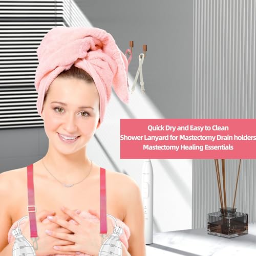 Image of 3Pcs Shower Lanyard for Mastectomy Drain Holder with Hook, JP Drainage /Breast Cancer /Bilateral /Unilateral /Abdominal Debridement /Tummy Tuck Patients, After-Surgery Recovery Management