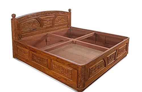 Image of Sheesham Solid Wooden King Size Carving Czar Bed with Storage for Beautiful Bedroom