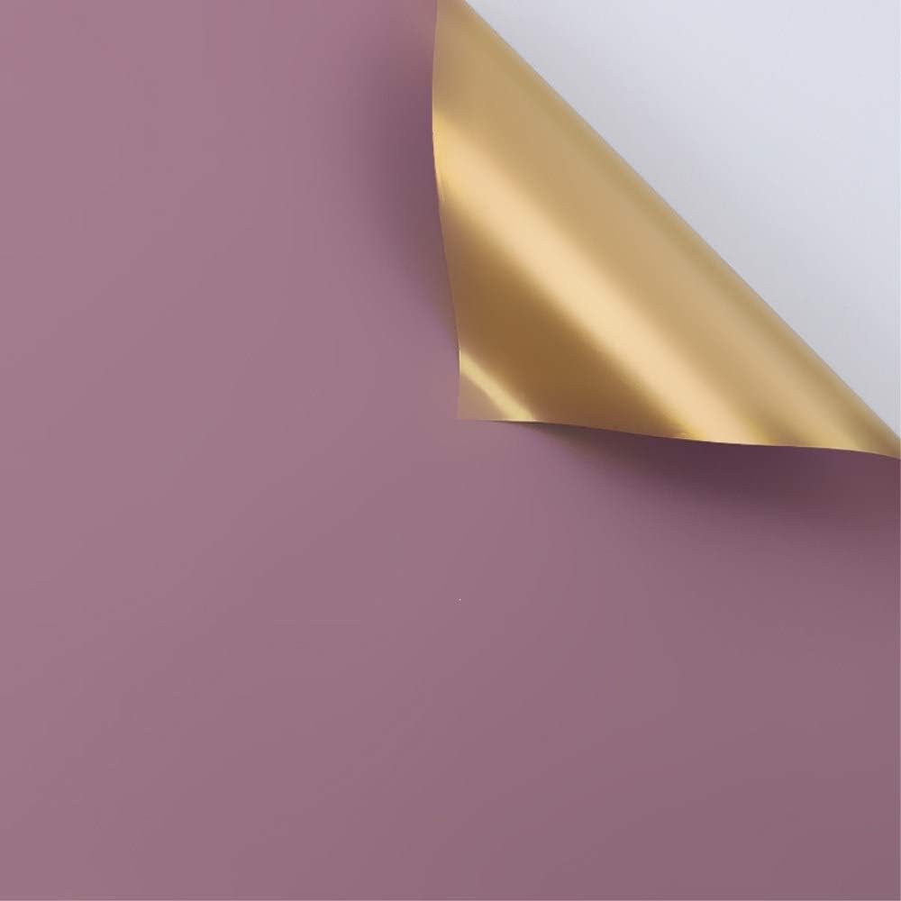 Double Sided Golden Flower Wrapping Paper Waterproof Gift Packaging Florist Bouquet Wraps, 20 Sheets 23.6X23.6 Inch (9)