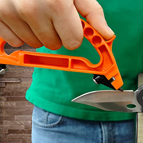 Accusharp All-In-One Sharpener - All Purpose Sharpener For Knives, Garden Tools, And Scissors - Sharpens Knives In 10 Seconds - Works For Serrated Knives, Cleavers, Axes And Machete Sharpener - Orange #TOP2