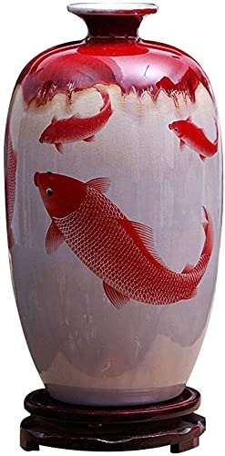 Vase céramique carpe rouge pour centres de table et décoration de bureau
