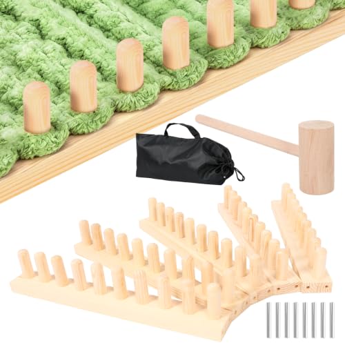 YERENCY Verstellbarer Holz Webrahmen für Grobstrick Decken 5 Abschnitte