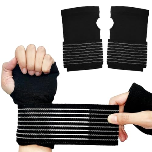 GNALIA Muñequera - 2 Unidades De Soporte Ajustable Con Velcro, Muñequera Transpirable Color Negro, Talla Única Para Deportes Y Uso Diario.
