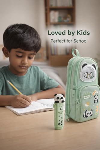 Image of Kawaii Pencil Pouch for Kids with Cute Character Erasers | Double Zip School Pen Pouch | Lightweight, Water-Resistant | Stationery Organizer for Boys & Girls