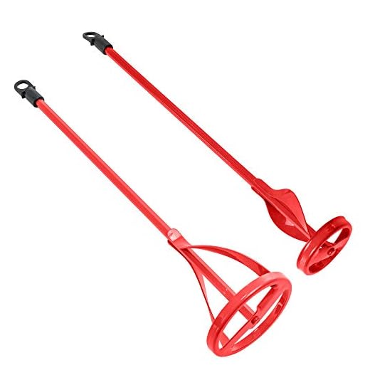 TCP Global Set of 2 Paint, Epoxy Resin, Mud and Cement Mixer Blades - Power Drill Stirring Tools - 15.5" & 14" Ribbon Mixing Paddles, 3/8" & 5/16" Hex Head Shafts - Mix 1 to 5 Gallon Bucket - Concrete