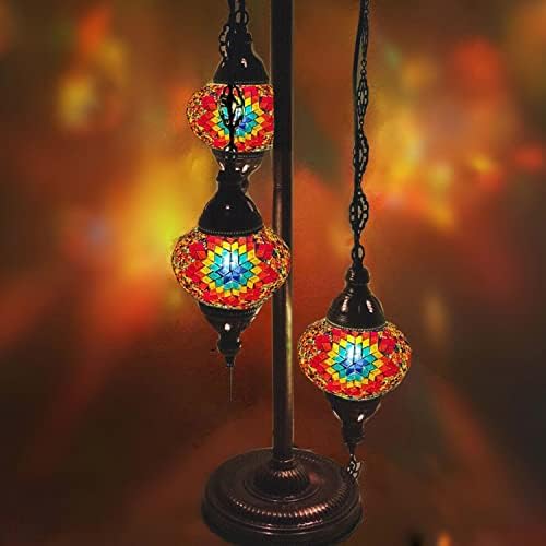 World Home Living Bronze Turkish Moroccan Arabian Eastern Bohemian Tiffany Style Glass Mosaic Beautiful Floor Lamps HandMade Home Decor