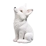 BYVUTE Adorable Resin Fox Statue, Super Cute Little Baby Fox Figurine Outdoor Garden Lawn Yard Patio Pool Potted Plant Polyresin Animal Sculpture Ornament Décor (White)