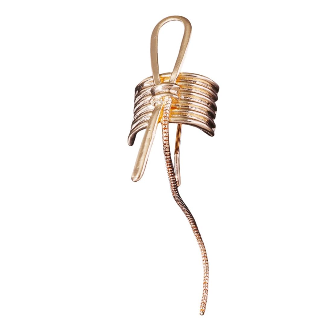 Cubahop Metal Irregular Bow Ponytail Holder Hair Cuffs with Decorative Rings Metal Ponytail Holder Hair Clips for Long Hair Hair Accessories for Women (Golden) - Image 2