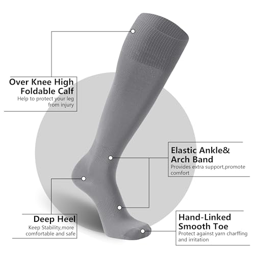FOOTPLUS Baseball Softball Socks, Unisex Over Knee High Solid Sports Rugby Soccer Homecoming Socks4