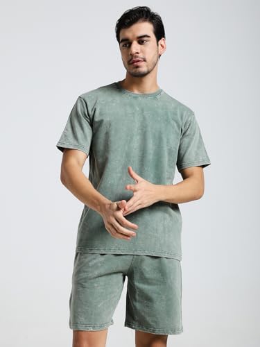 Image of Vogaan Men's Cotton Short Sleeve Tracksuit Summer T Shirt & Shorts Set with 2 Pockets || Casual Co-ord Sets