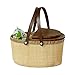 szy Kosz piknikowy, indonezjski rattan, kosz piknikowy, koszyk na zakupy w supermarkecie, duży kosz do przechowywania z pokrywą (kolor : brązowy, wymiary: 38 x 28 x 21 cm)