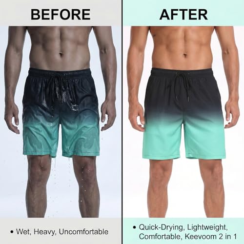 Image of Keevoom Mens Swim Trunks Compression Liner Swimming Shorts Swimwear Quick Dry Swimsuit Bathing Suits Board Shorts
