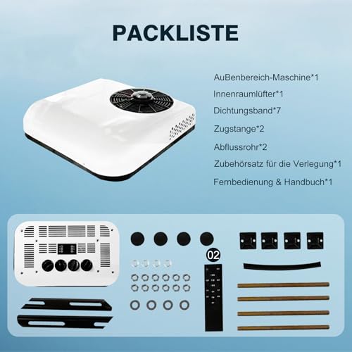 Dachklimaanlage für Wohnwagen, integriert mit Panelsteuerung, 3 Lüftergeschwindigkeiten, ideales Kühlgerät für reisende Familien, 24V System-2