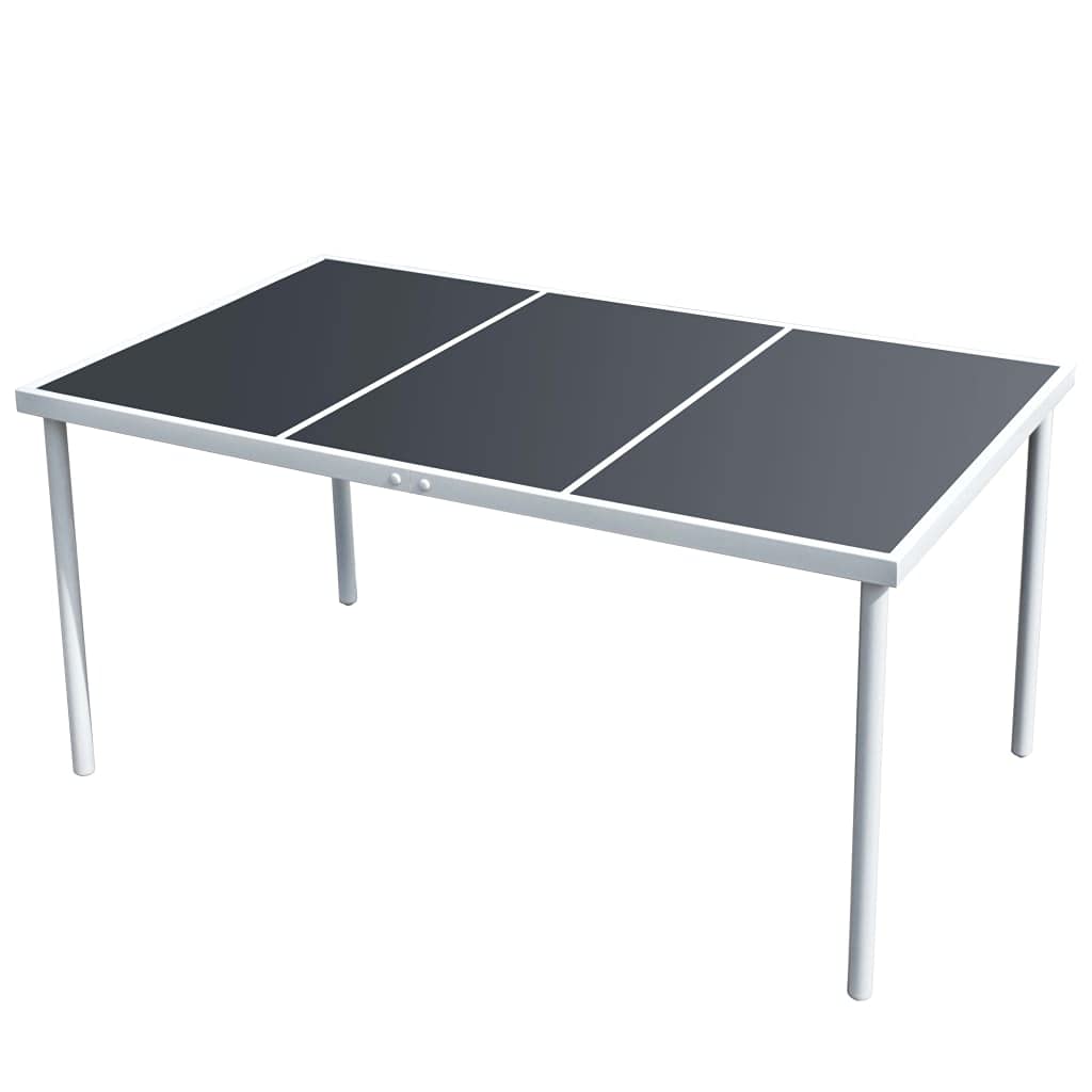 Table de jardin en acier noir 150x90x74 cm pour repas en famille Solivagant