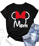 Mama Shirts for Women: Mom Letters Print T Shirt Magical Funny Cartoon Mom Graphic Tees Casual Mother Gift Tops Black