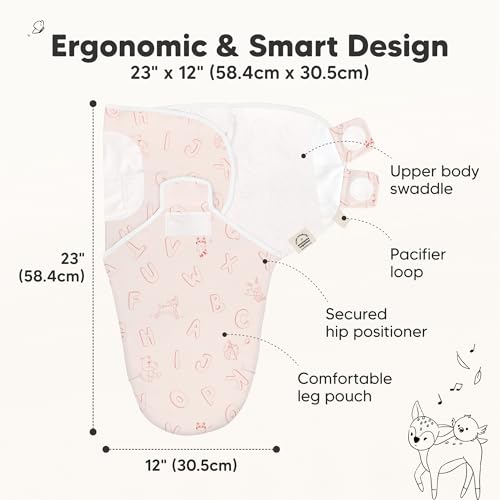 Image of 3-Pack Organic Baby Swaddle Sleep Sacks - Swaddles for Newborns, Infant 0-3 Months, Baby Girls, Boys, Soft & Snug Newborn Sleep Sack, Nursery Swaddling Blankets (ABC Land Rose, OS)