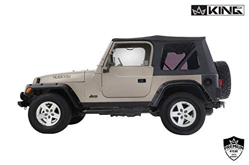 King 4WD Premium Replacement Soft Top Without Upper Door Skins - Black Diamond Body with 31% Tinted Windows are Suitable for Jeep Wrangler TJ 1997-2006 - Thumbnail 5