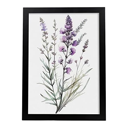 Nacnic Poster de Lavanda Estilo Nórdico. Ilustraciones de Botánica con Flores y Plantas en Acuarela. Diseño Moderno y Decoración de Interiores. Modelo 2, A3