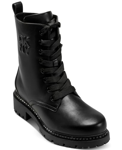 DKNY womens Rommily Lace Up Combat Boot With Studs