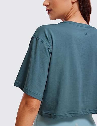 CRZ YOGA Camiseta feminina de algodão pima para treino de ginástica camiseta manga curta para ioga C