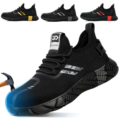 Image of Steel Toe Shoes for Men, Lightweight Safety Work Shoes, Breathable Puncture-Resistant Work Shoes for Warehouse, Factory and Light Construction