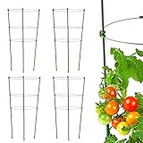 Tomato Cage Plant Support Cage for Garden 4 PACK, 18 Inch Tomato Trellis Garden Cages with 3 Adjustable Rings, Tomato Plant Stakes for Climbing Plants, Flowers, Fruit, Vegetables
