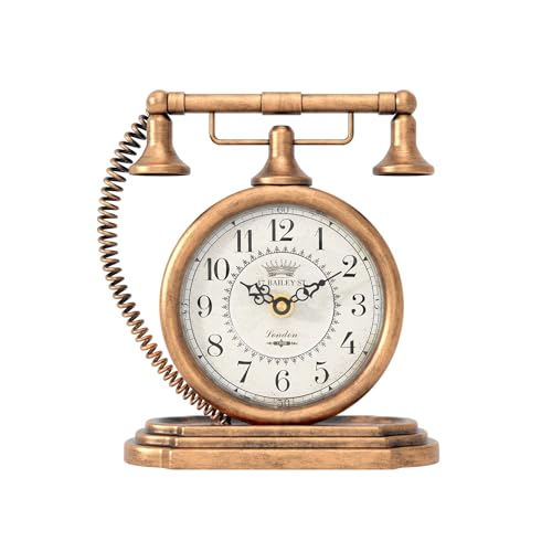 ChimeTide Vintage Table Clock, Desk and Shelf Decor Clock, Gold