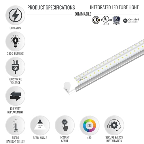 Ledmyplace WEN-4FT-INT-30W-V-6500-C.1PK Ledmyplace 30W T8 4Ft V-Shape Integrated Led Tube Light thumb #1