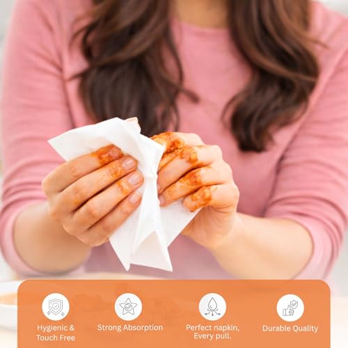 Image of Royal Silky Tissue Paper Napkins | 420 Napkins | 70 Pulls X 6 Packs | Soft And Highly Absorbent Smooth Disposable Napkins | Hygienic White Napkins for Home, Office & Dining
