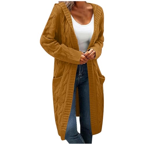 Cardigan ample à capuche pour femme, tricot chaud des week-ends cocooning