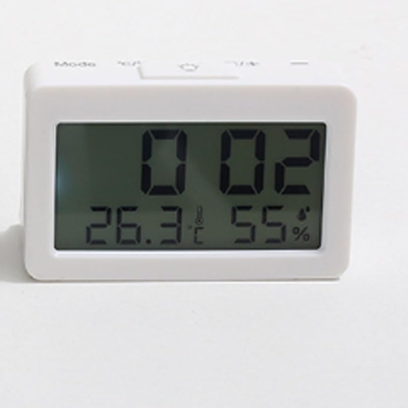 ABS Electronic Thermometer Hygrometer Bedside Table Office Desktop with Time Alarm Clock