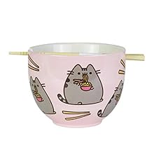 Enesco Pusheen by Our Name is Mud Ramen Bowl and Chopsticks Set, 4", Pink, 18 fluid ounces