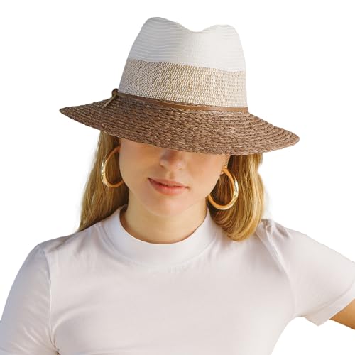 Chapeau de soleil raffia femme Tina chapeau d'été anti UV taille 58cm ajustable