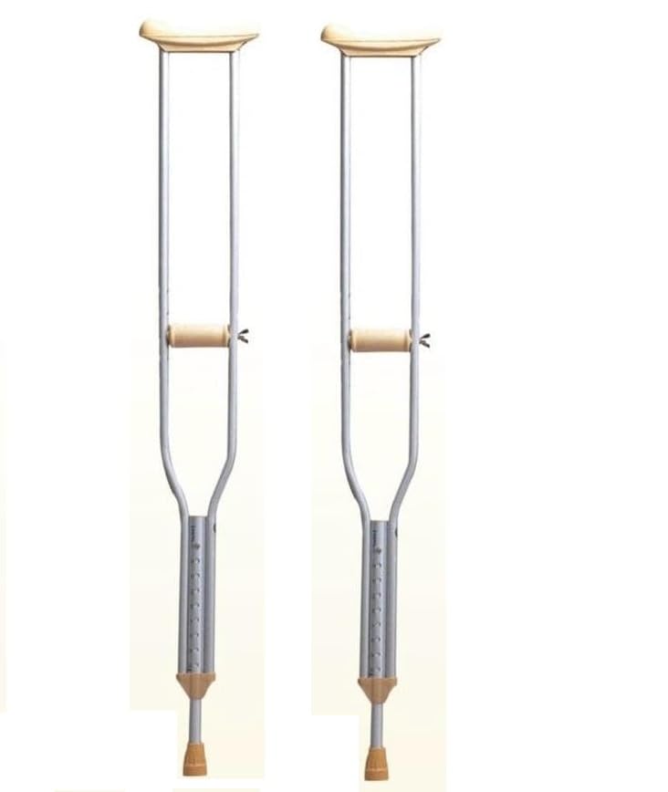 Medical Adjustable Underarm Crutches Pair, Aluminum Walking Aids with Comfortable Foam Padding, Detachable Support, Durable Axillary Mobility Assistance | Lightweight Crutches | 3 Sizes S/M/L (S)-image-25