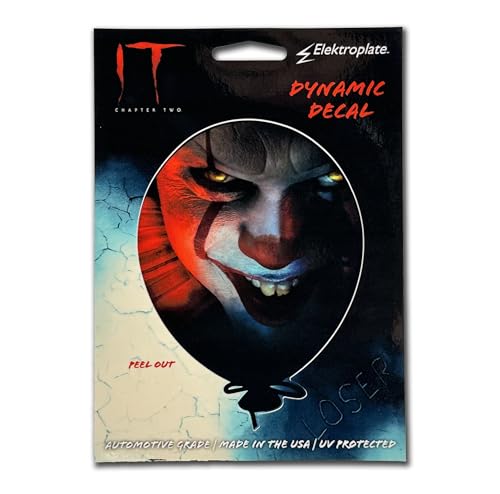 Image of Elektroplate Pennywise Balloon It Movie Dynamic Car Decal 4.5 inch | Officially Licensed, Weatherproof Automotive Grade Horror Movie Vinyl Sticker for Water Bottle, Laptop & More