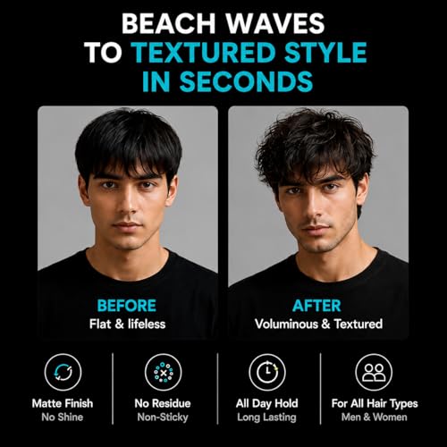 Image of Sea Salt Spray for Hair Styling - Texture & Beachy Waves | Instant Volume, Lightweight Matte Finish, No Residue | With Bhringraj & Vitamin E | No Alcohol | Made for Indian Hair & Harsh Weather| For Men & Women 100 ml (100ml)
