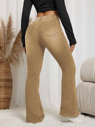 Image of Ben Martin Women's High Waist Jeans || Flared Bell Bottom Bootcut Pants || Wide Leg Stretch Denim - Perfect for Travel, Party & Everyday Use - Sizes 26-40 (2)