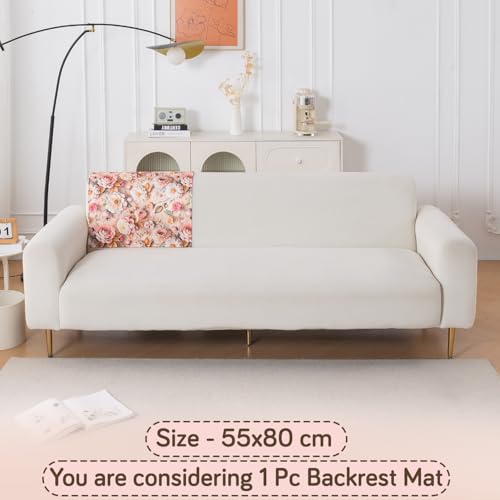 Image of HOKIPO 'Nature Muse' 1 PC Backrest Mat for Sofa Cover | Premium HD Printed Holland Velvet Mat, Rose Symphony (IN-922-L-D5)