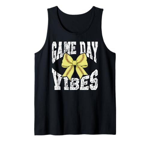 Softball Bow Game Day Vibes Softball Mom - Día del juego lindo Camiseta sin Mangas