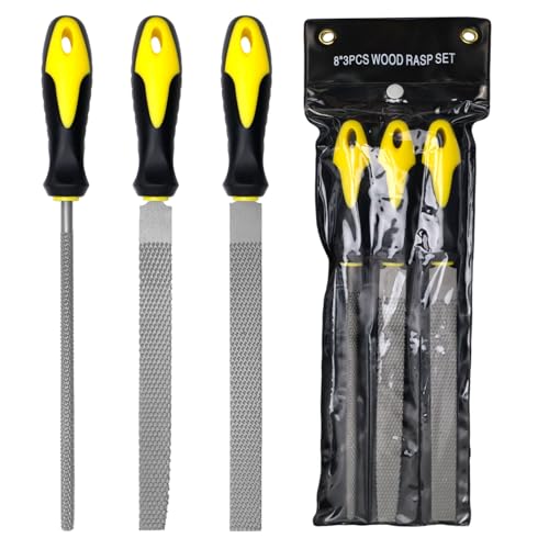 VZXZXE Set di 3 raspe per legno, set di lime in metallo, set professionale per la lavorazione del legno, fai da te, artigianato