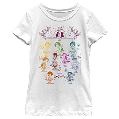 Disney Little, Big Encanto Doodle Family Tree Girls Short Sleeve Tee Shirt