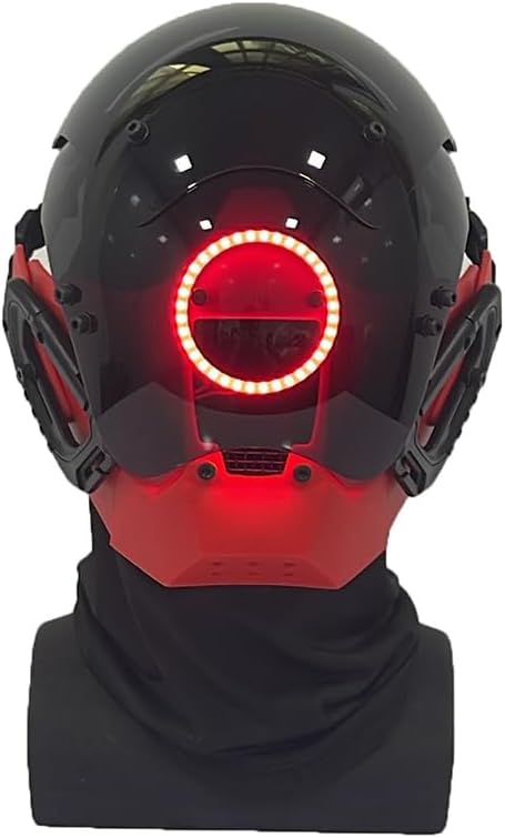 Punk Mask Cosplay with Multicolor Base Round Light - Futuristic Mask Halloween Fit Party Music Festival Accessories