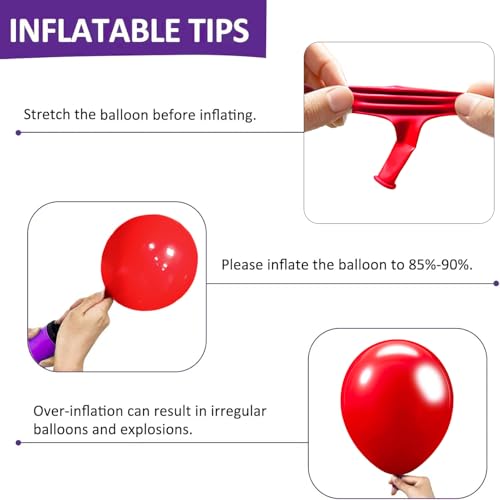 Image of Firomi Small Red Balloons 5-inch 100 Pack (with 2 Ribbons)