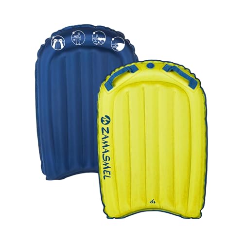 Premium Inflatable Bodyboard for Adults (50-220 lbs) Heavy Duty Nylon Surf Body Board for Beach and Pool Lightweight Wave Rider for Ocean and Water Sports Durable Floating Surfboard (Yellow)