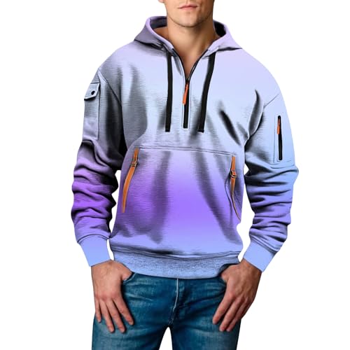 Sudadera con capucha de hombre evita el frío en moto y gym con flores 3D azul L