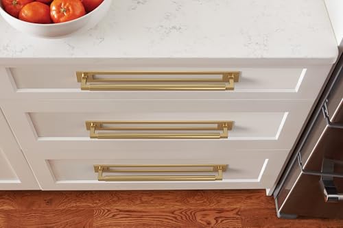 Image of Amerock Medora 12-5 /8 inch Champagne Bronze Backplate | Decorative zinc cabinet hardware backplate designed to complement knobs and pulls while protecting cabinet surfaces
