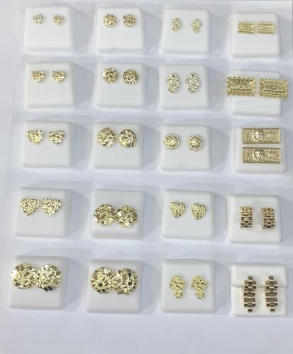 14k gold plated brass nugget earing with heart and round all different size and different design4